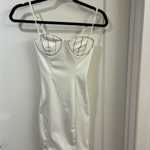 Bershka White Mini Dress with Silver Accents 4 for $20